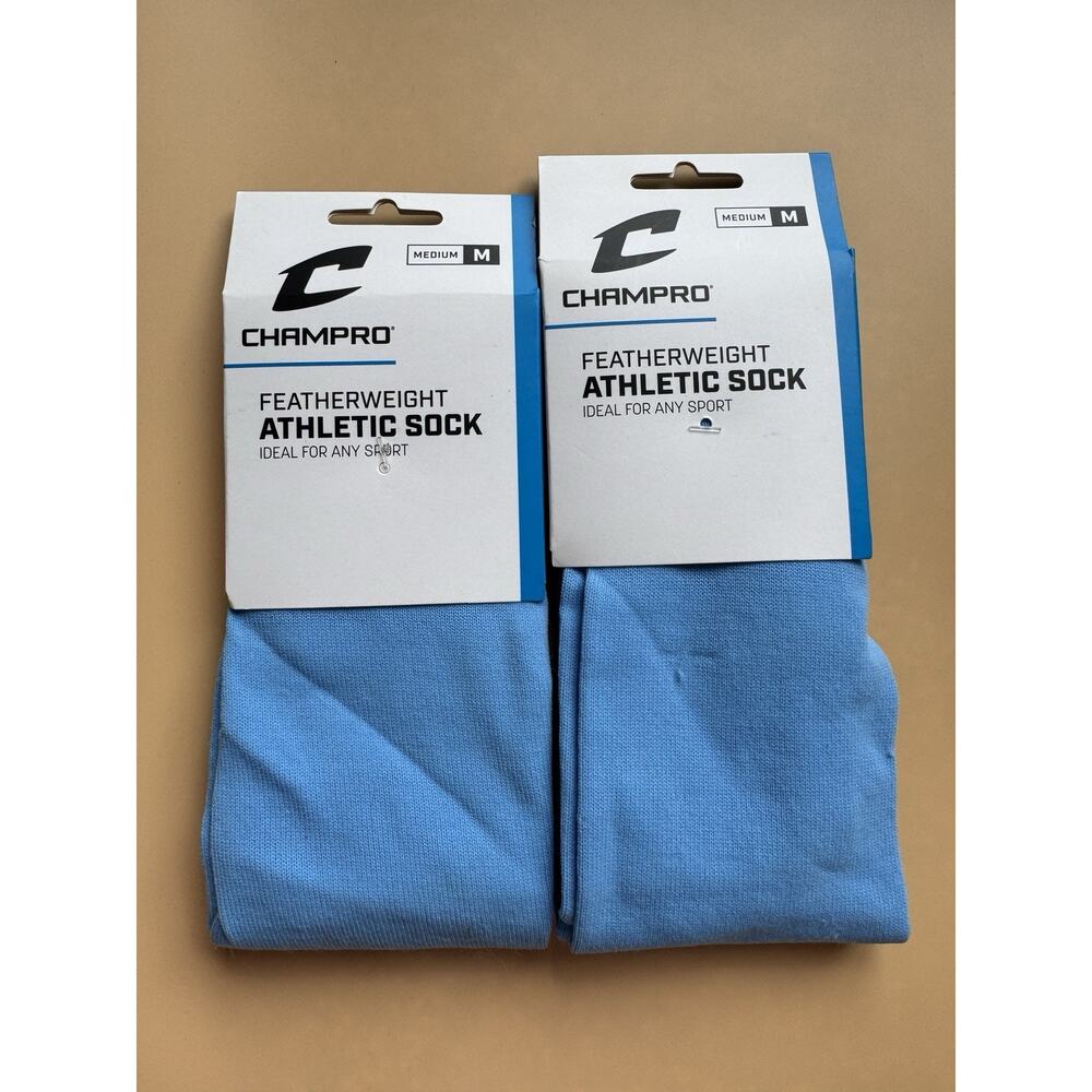 Champro Multi-Sport Athletic Socks 2 Pairs AS5M - M - Light Blue NWT